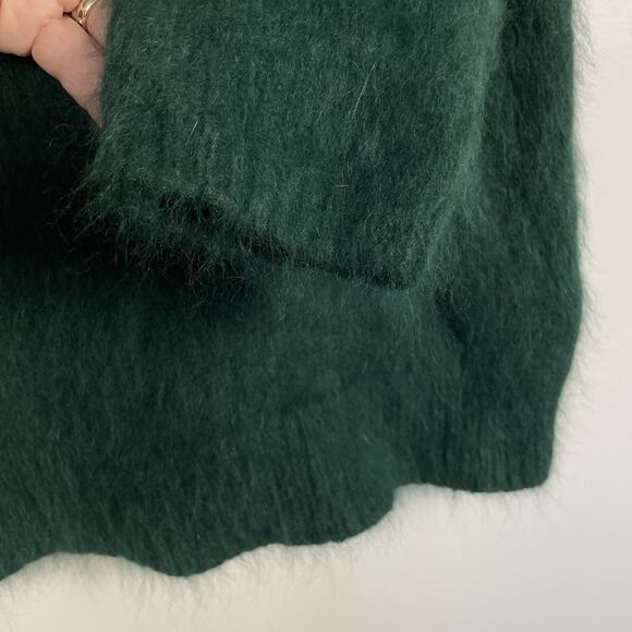 Anthropologie Moth Angora Sweater Size L (Fits M) Emerald Green Fuzzy Soft Warm - Picture 6 of 8
